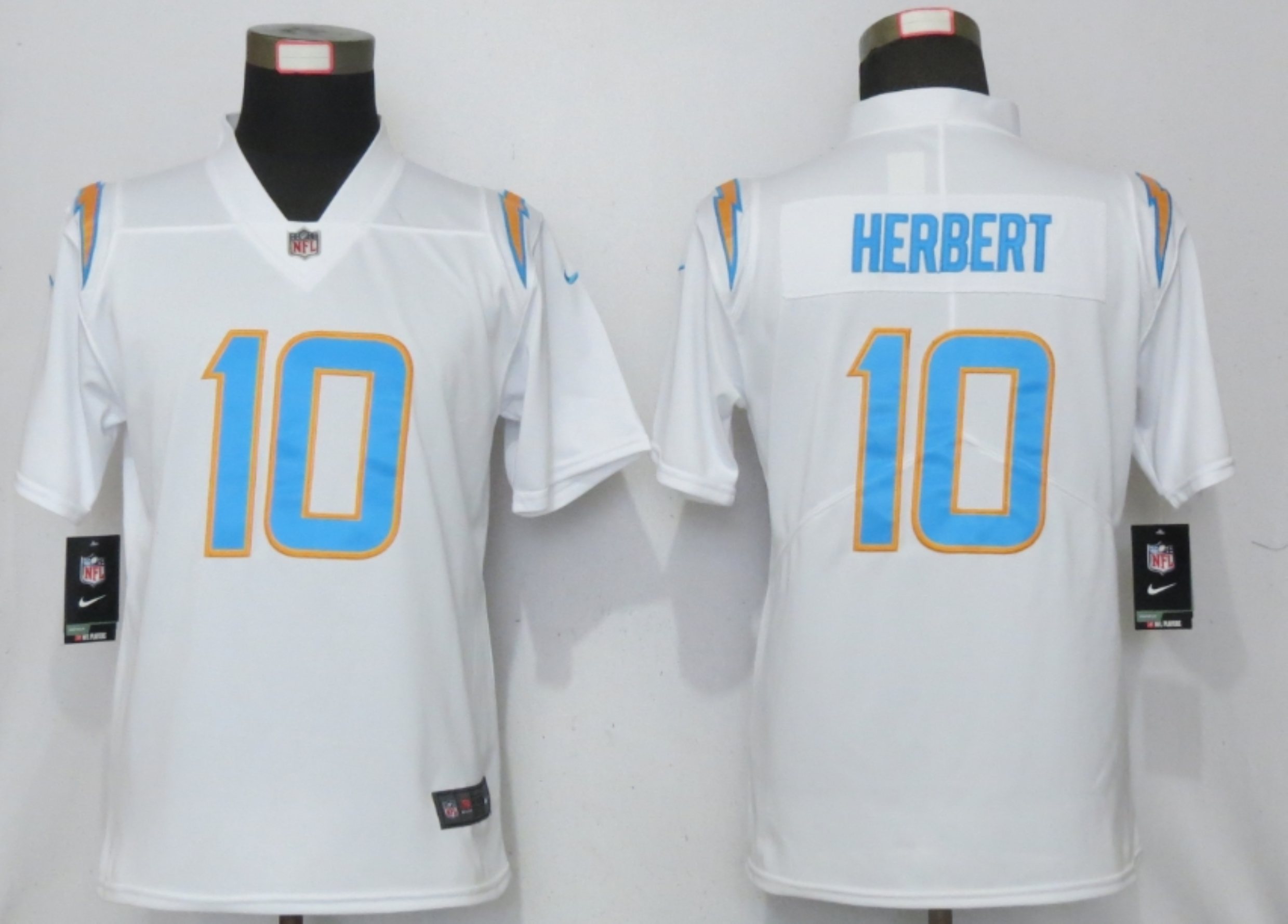 Women New Nike San Diego Chargers #10 Herbert Powder White Los Angeles 2020 NFL Draft First Round Pick Elite Playe->los angeles chargers->NFL Jersey
